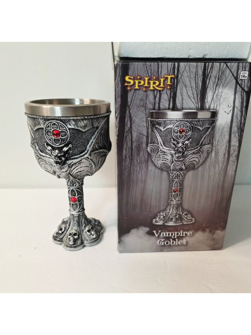 Spirit Halloween Vampire Goblet Bats Silver Goth Grunge Celtic Home Decor